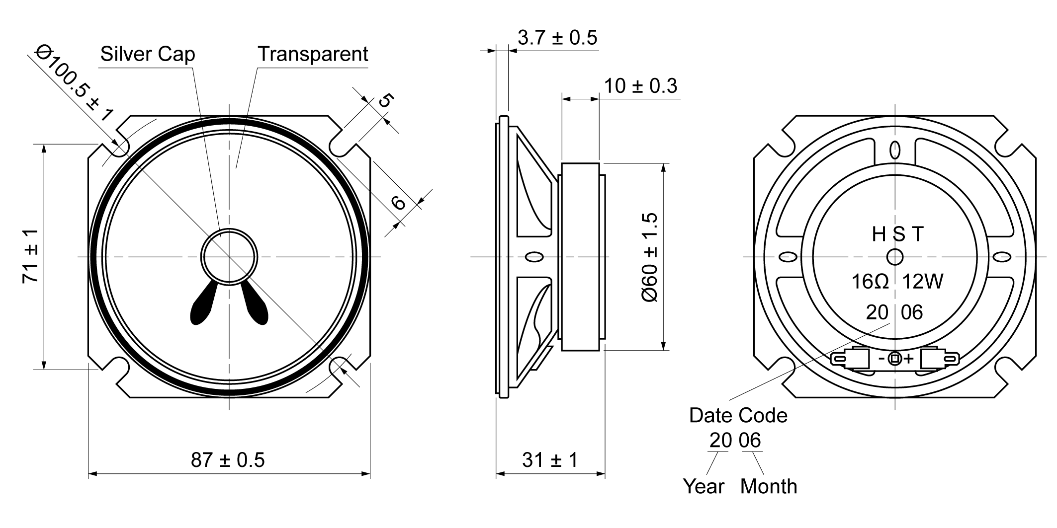 ME87TSK-31H12W16N Mechanical Drawing